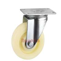 Medium duty white plastic caster top plate swivel double ball bearing