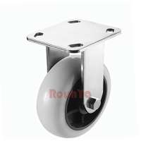 Heavy duty rigid stainless steel caster top plate with grey nylon wheel ball bearing