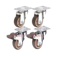 4 pack office chair caster wheels swivel top plate brake casters on TPR wheels for furniture 1 inch