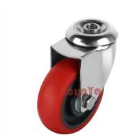 3 4 5 Medium duty bolt hole swivel stainless steel caster with red PU wheel single ball bearing