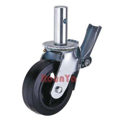 Rounya 6 inch Scaffold casters 6x2 black rubber wheel with brake