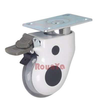 3in covered hospital medical top plate swivel with brake casters polyurethane wheel