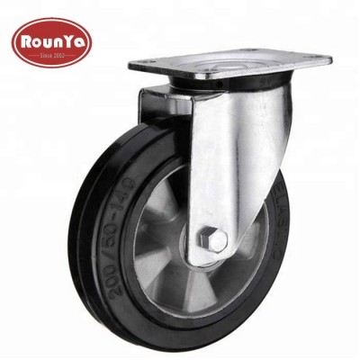 Rounya European style aluminium core elastic rubber heavy duty swivel caster wheels