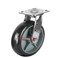 Heavy duty stainless steel caster top plate swivel with grey PU wheel